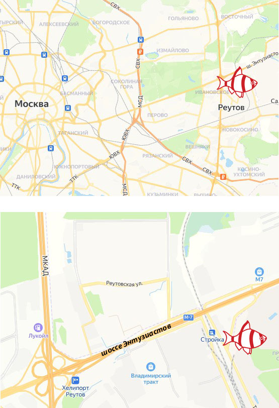 Карта расположения склада интернет-магазина 